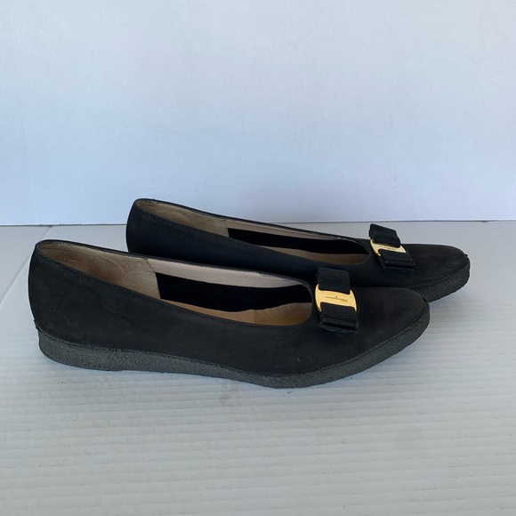 Salvatore Ferragamo Black Loafers with Gold Buckle - Picture 6 of 13